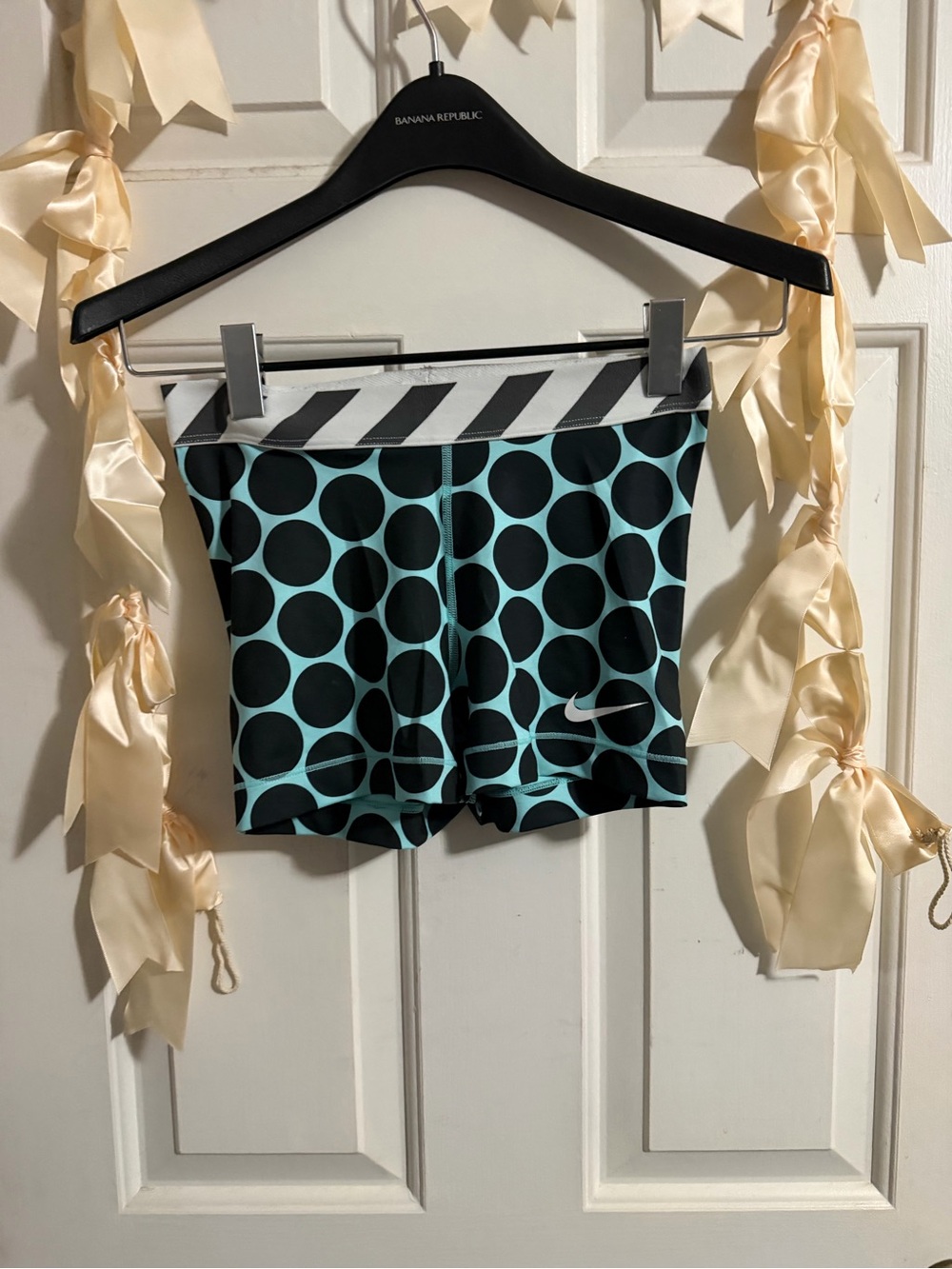 Nike Black Polka Dot Athletic Shorts with Teal Base